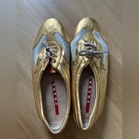 Prada Gold Sneakers- Brand New - Picture 4 of 5